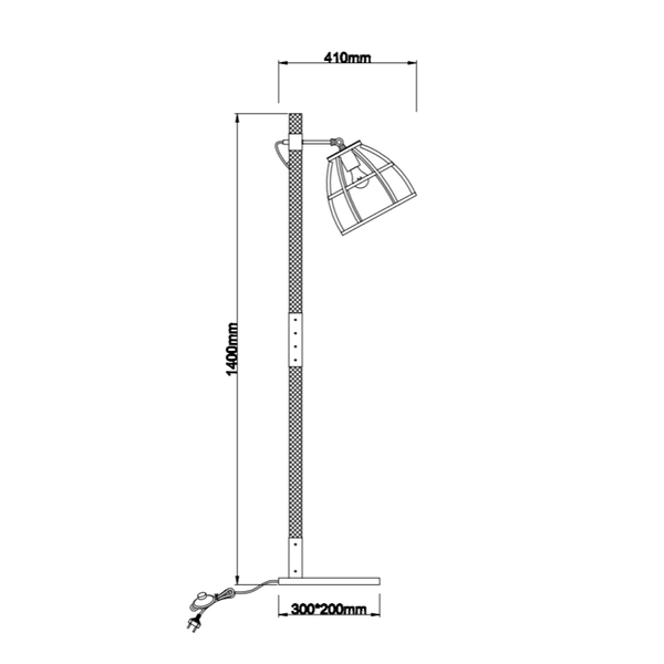 Various Floor Lamp Living Room - Industrial Design, Dimmable with Lampshade Diameter 25cm Black Metal, E27 Socket, Total Height 140cm, without Bulb