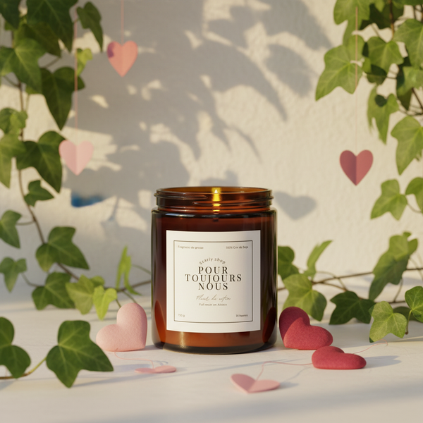 Bougie de Saint-Valentin Édition Limitée 35h - Pour Toujours Nous - Fleur de Coton