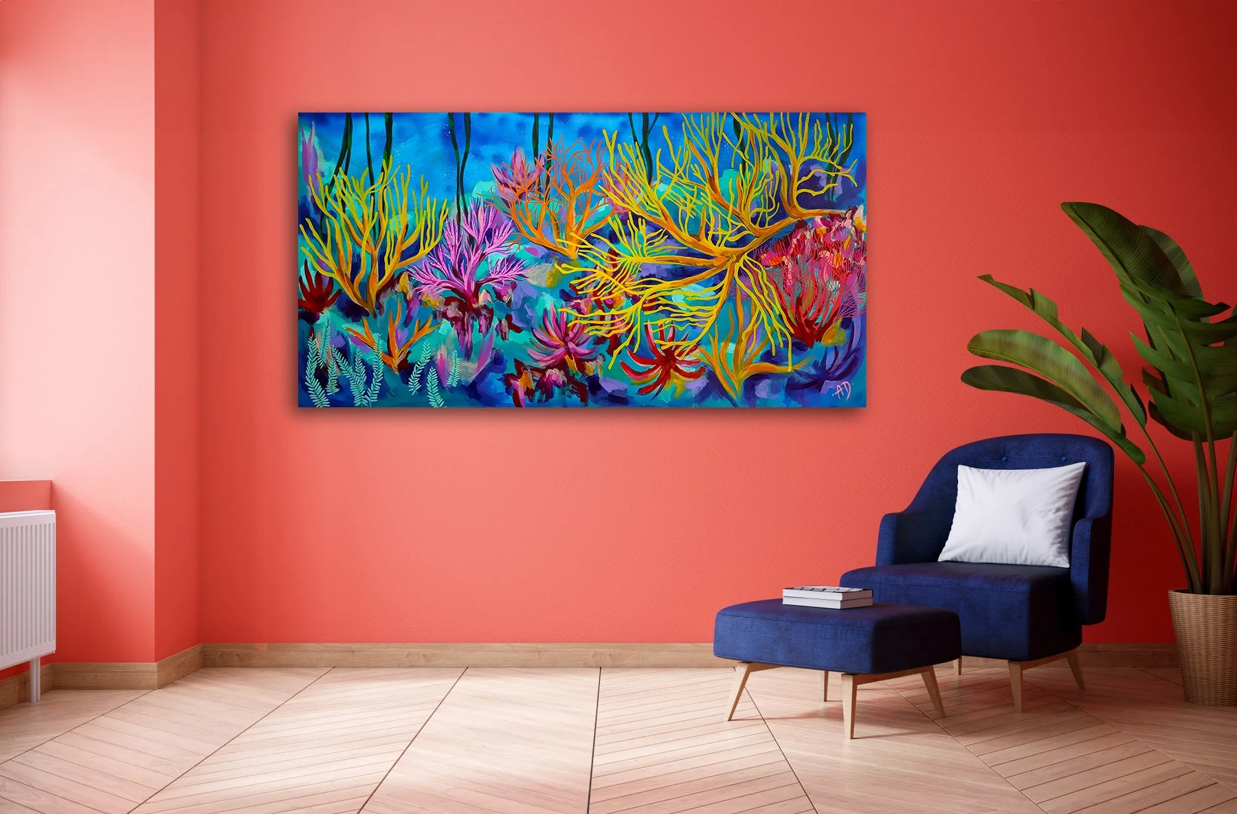 Peinture originale de paysage sous-marin