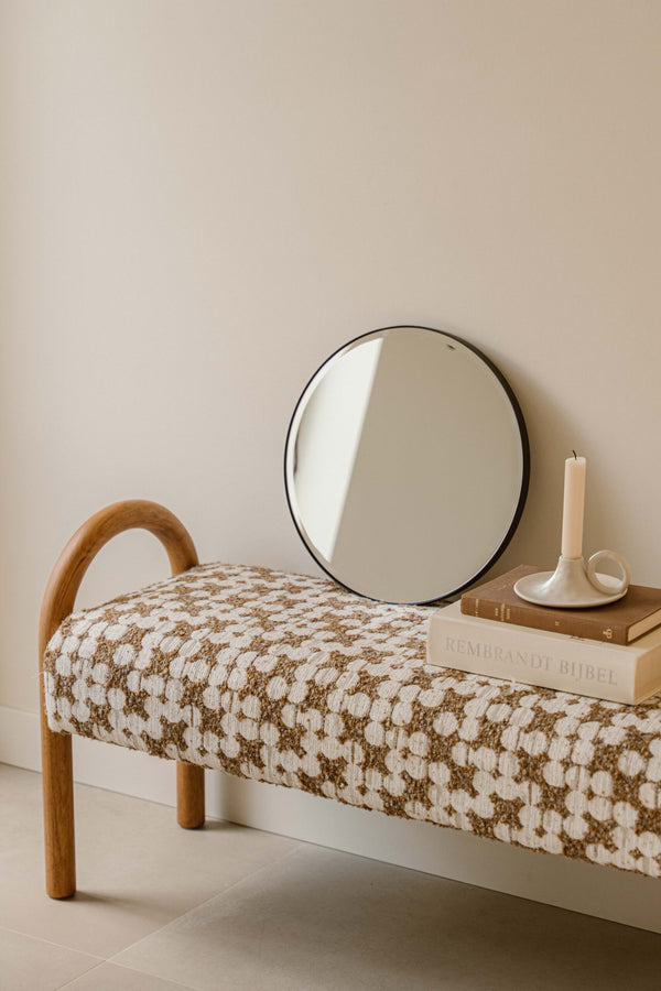 Indore Home - Round Wall Mirror Black – Mirror with Faceted Edge – 40 cm