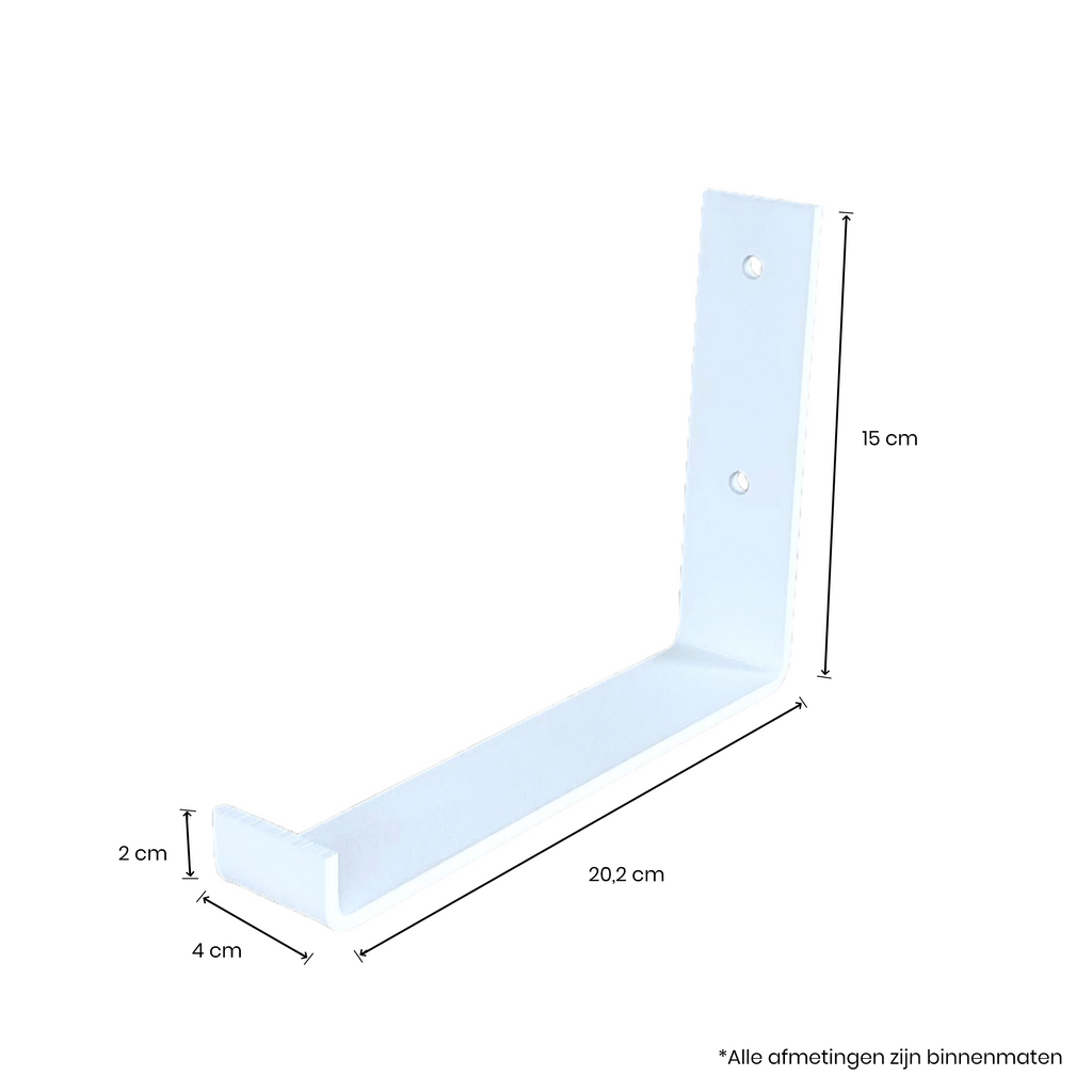 De Industriële Plankdragers L-vorm UP Mat Wit – 20 cm