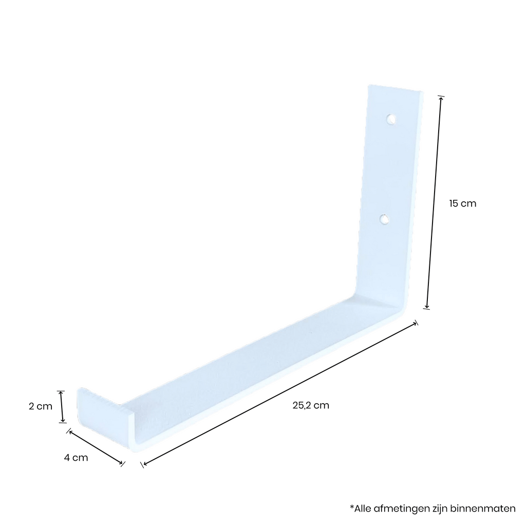 The Industrial L-Shaped Shelf Brackets UP Matte White – 25 cm