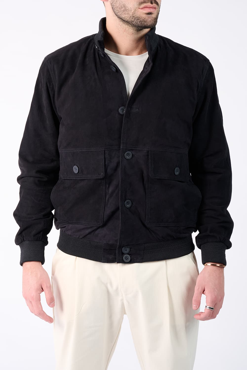 Aldo Polo Camoscio giacca uomo 100% vera pelle Made in Italy - Barone Firenze