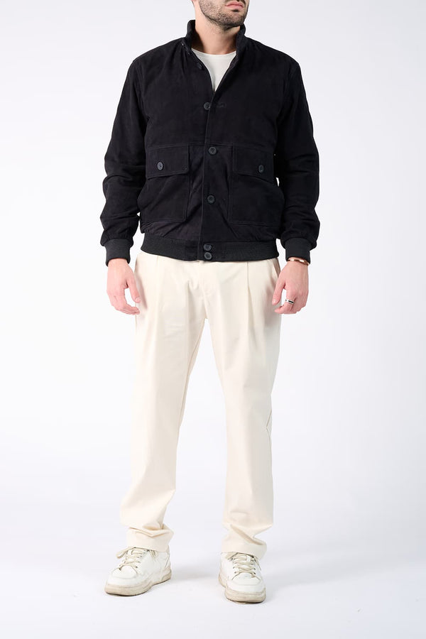 Aldo Polo Camoscio giacca uomo 100% vera pelle Made in Italy - Barone Firenze