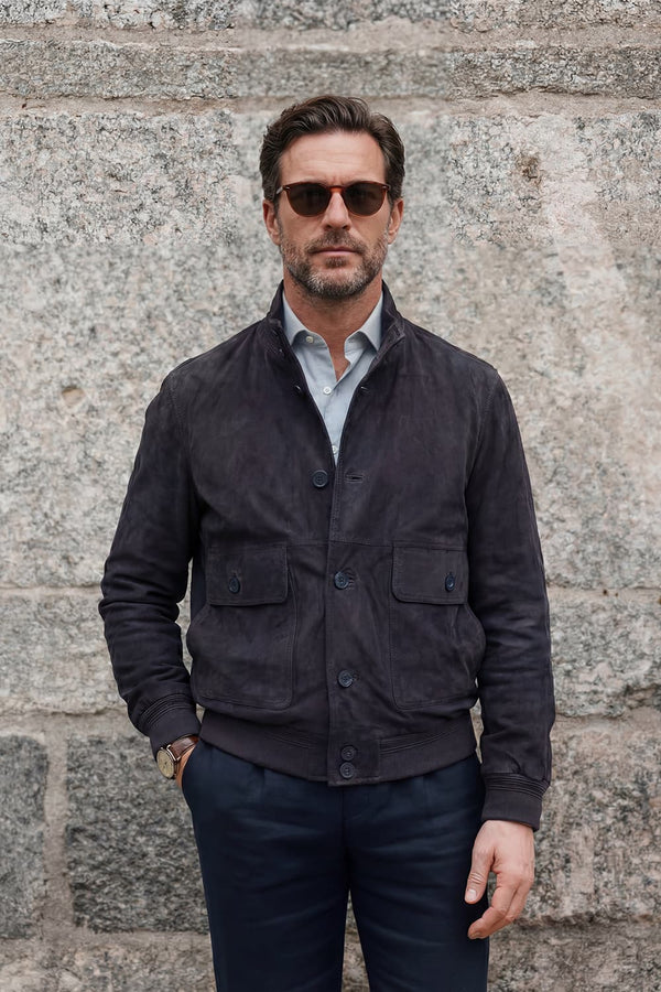 Aldo Polo Camoscio giacca uomo 100% vera pelle Made in Italy - Barone Firenze