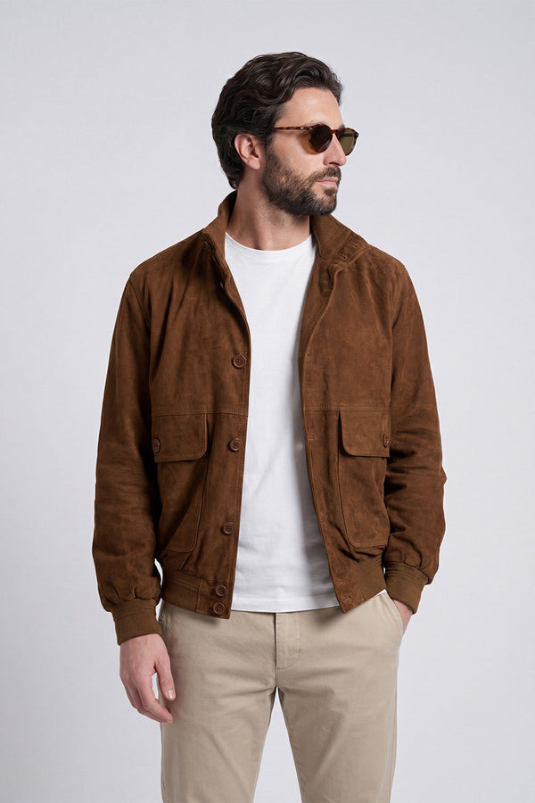 Aldo Polo Camoscio giacca uomo 100% vera pelle Made in Italy - Barone Firenze
