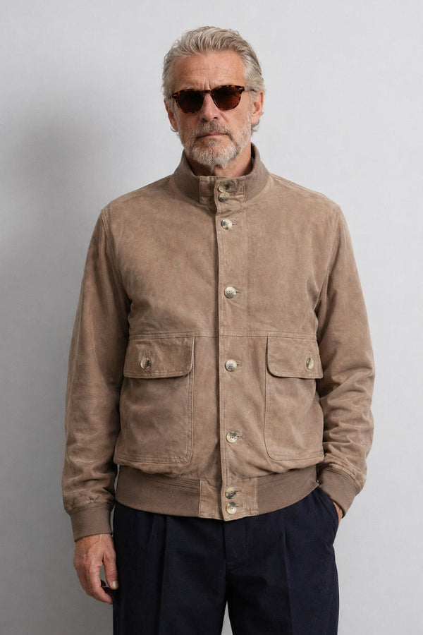 Aldo Polo Camoscio giacca uomo 100% vera pelle Made in Italy - Barone Firenze