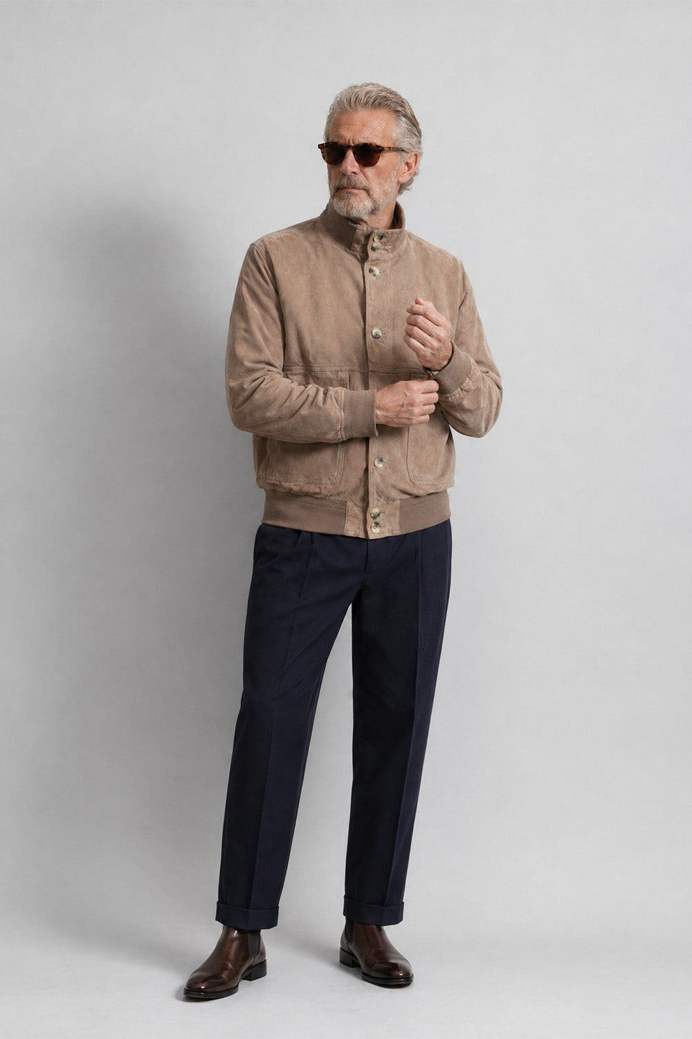 Aldo Polo Camoscio giacca uomo 100% vera pelle Made in Italy - Barone Firenze