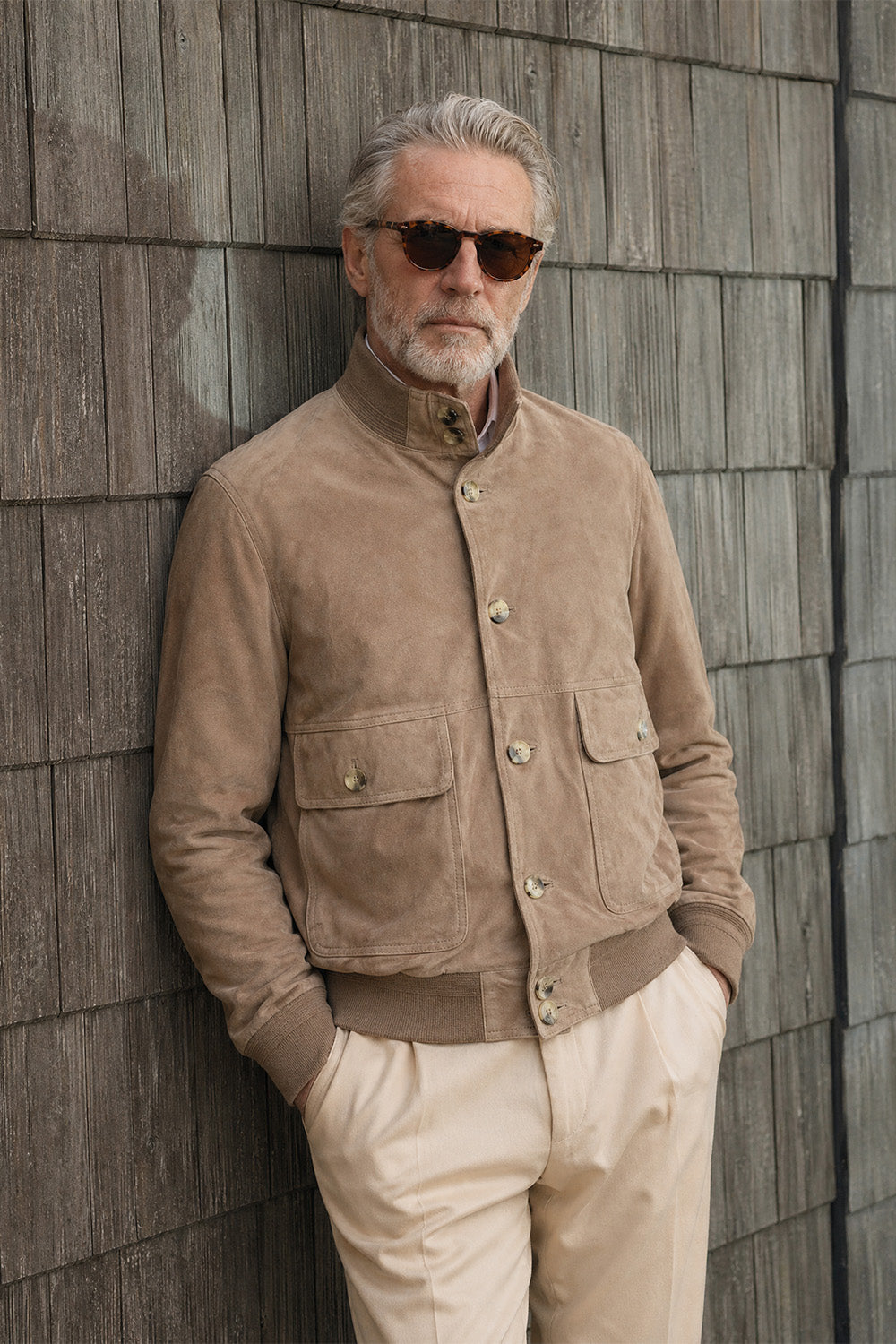 Aldo Polo Camoscio giacca uomo 100% vera pelle Made in Italy - Barone Firenze