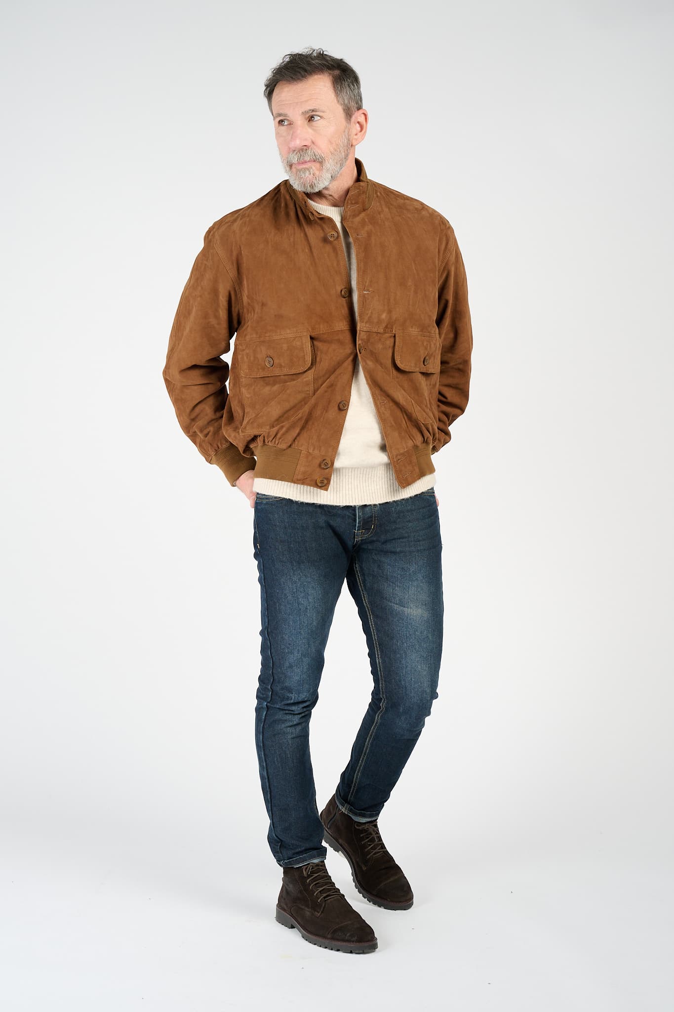 Aldo Polo Camoscio giacca uomo 100% vera pelle Made in Italy - Barone Firenze