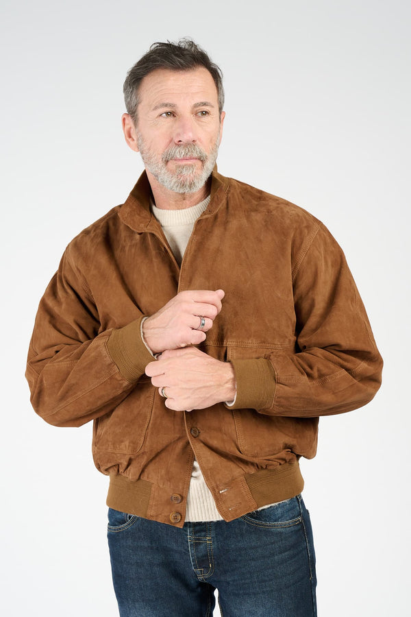 Aldo Polo Camoscio giacca uomo 100% vera pelle Made in Italy - Barone Firenze