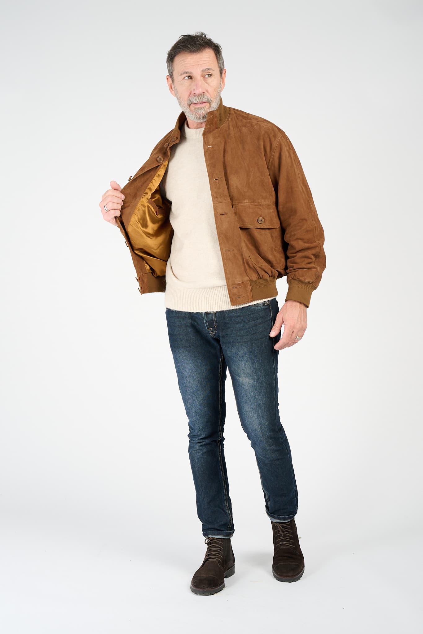 Aldo Polo Camoscio giacca uomo 100% vera pelle Made in Italy - Barone Firenze