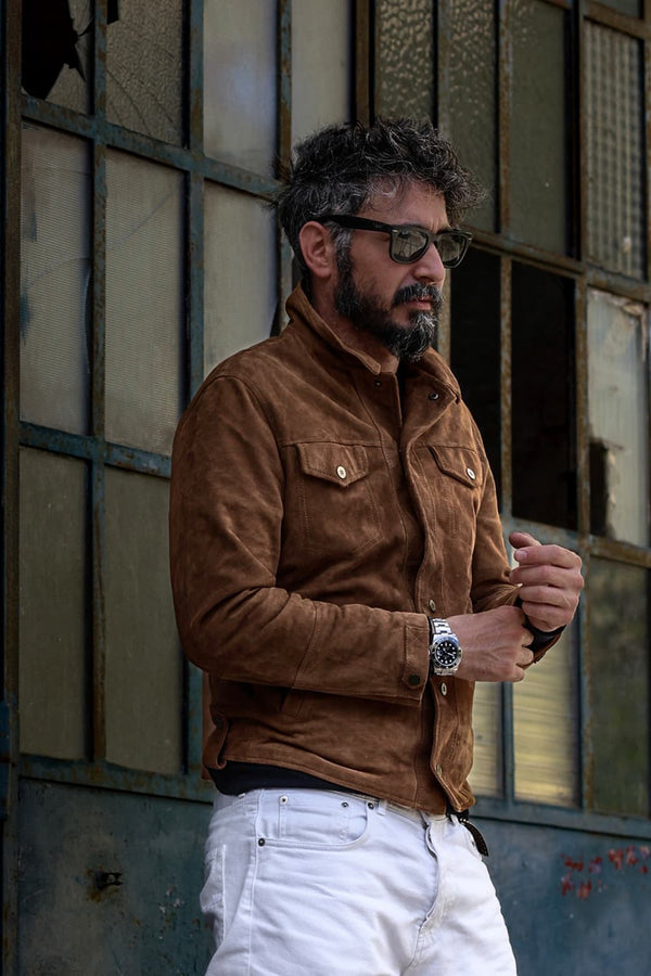 Ale Giacca Camoscio 100% vera pelle Made in Italy - Barone Firenze