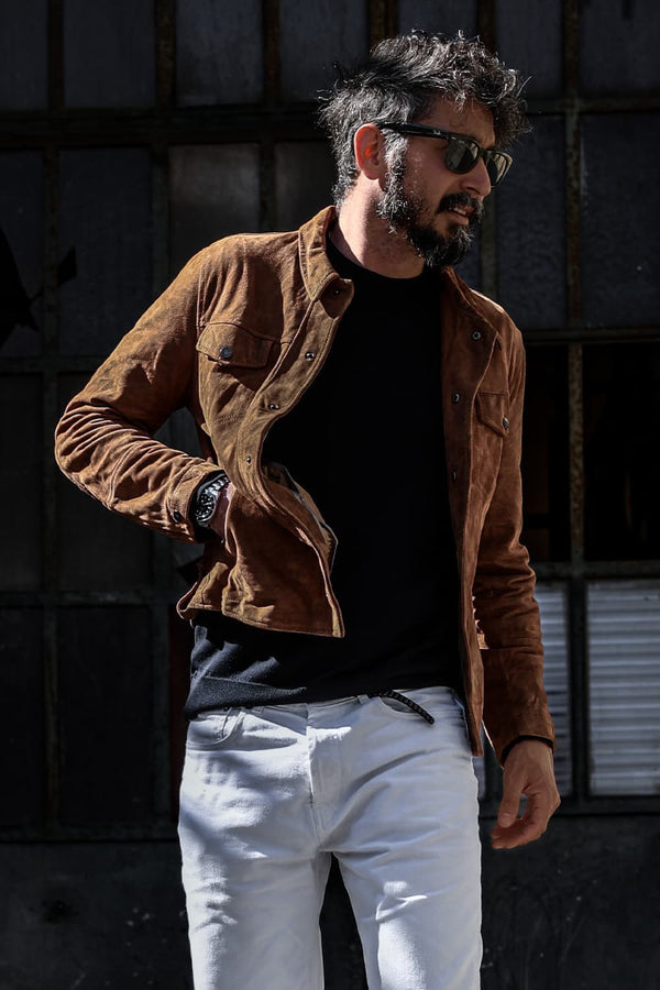 Ale Giacca Camoscio 100% vera pelle Made in Italy - Barone Firenze