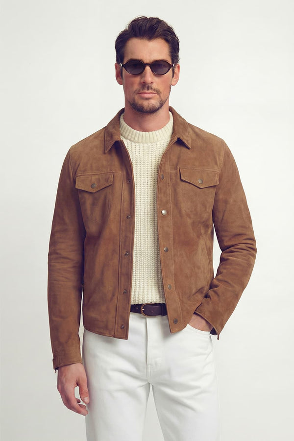 Ale Giacca Camoscio 100% vera pelle Made in Italy - Barone Firenze