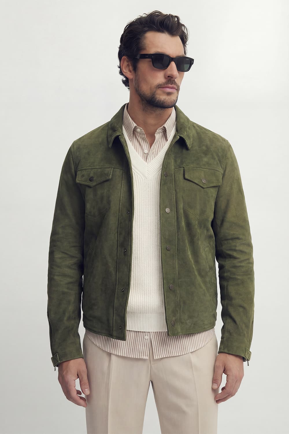 Elton Oleato Verde Giacca Uomo in vera pelle 100% Made in Italy - Barone Firenze