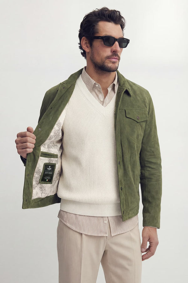 Ale camoscio verde 100% vera pelle Made in Italy - Barone Firenze