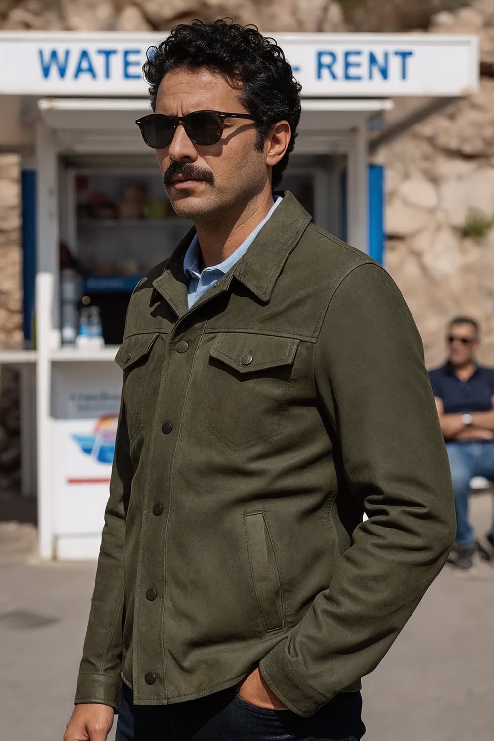 Ale oleato verde giacca uomo 100% vera pelle Made in Italy - Barone Firenze