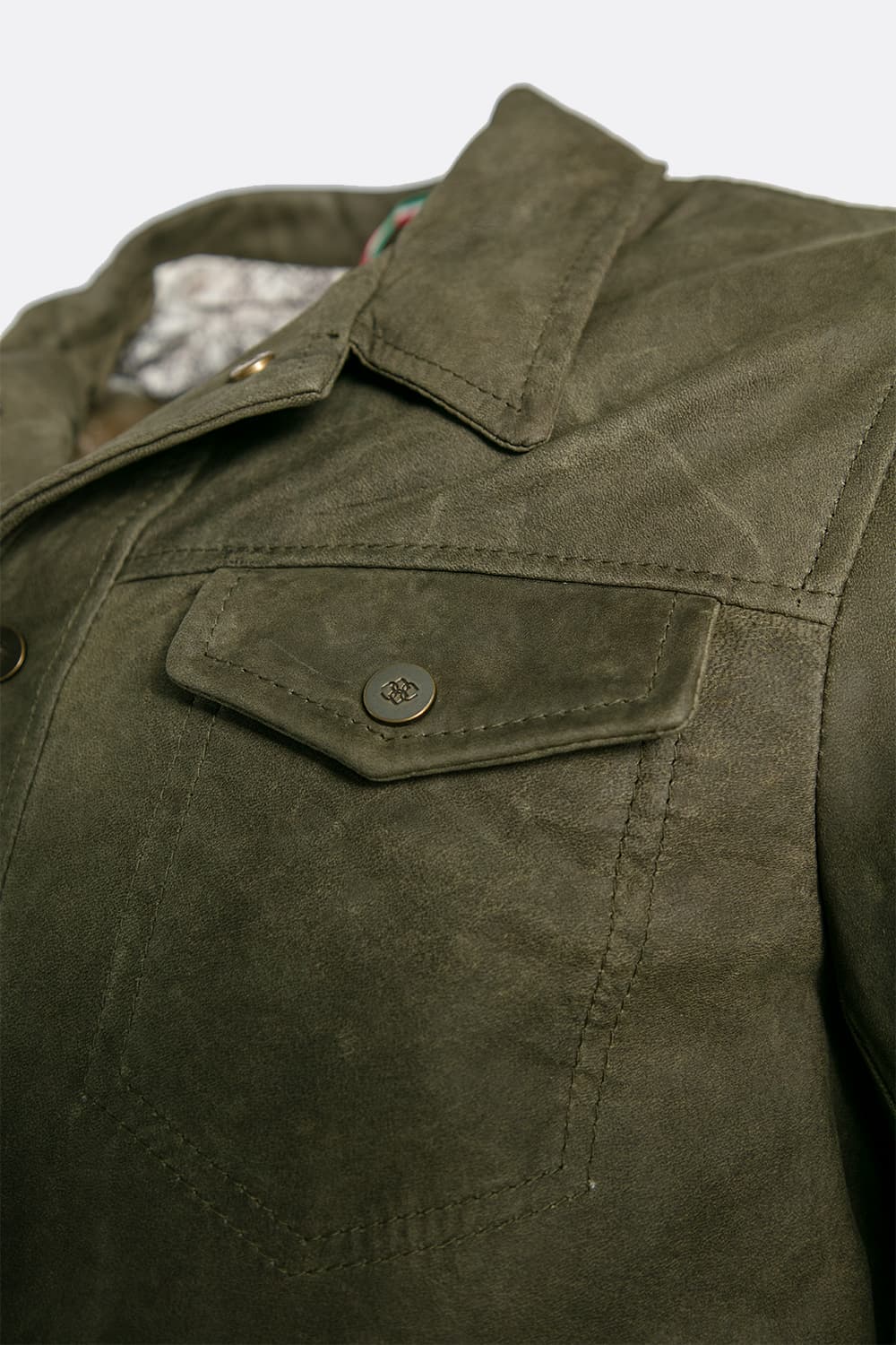 Ale oleato verde giacca uomo 100% vera pelle Made in Italy - Barone Firenze