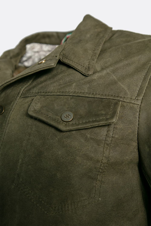 Ale oleato verde giacca uomo 100% vera pelle Made in Italy - Barone Firenze