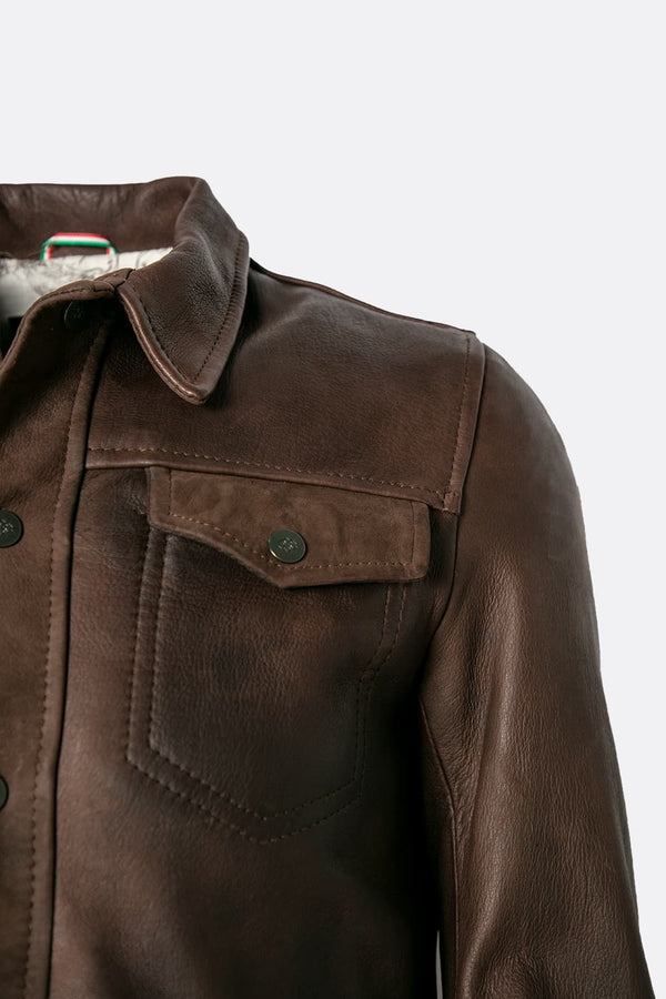 Ale Vegetale testa di moro giacca uomo 100% vera pelle Made in Italy - Barone Firenze