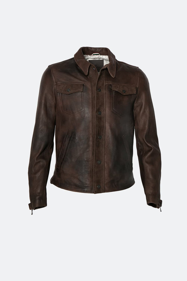 Ale Vegetale testa di moro giacca uomo 100% vera pelle Made in Italy - Barone Firenze