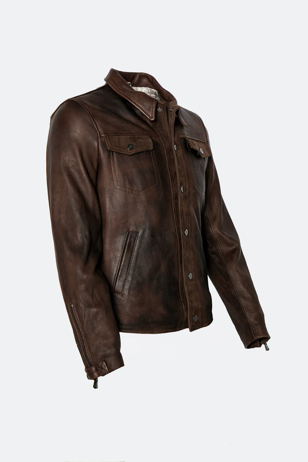 Ale Vegetale testa di moro giacca uomo 100% vera pelle Made in Italy - Barone Firenze