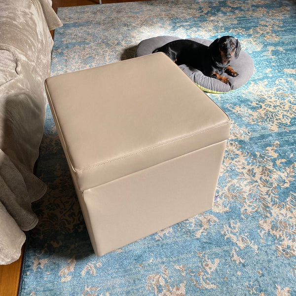 PANDORA 42 ECO, Pouf Contenitore Poggiapiedi in Ecopelle 42x42 h42, ,  Arketicom