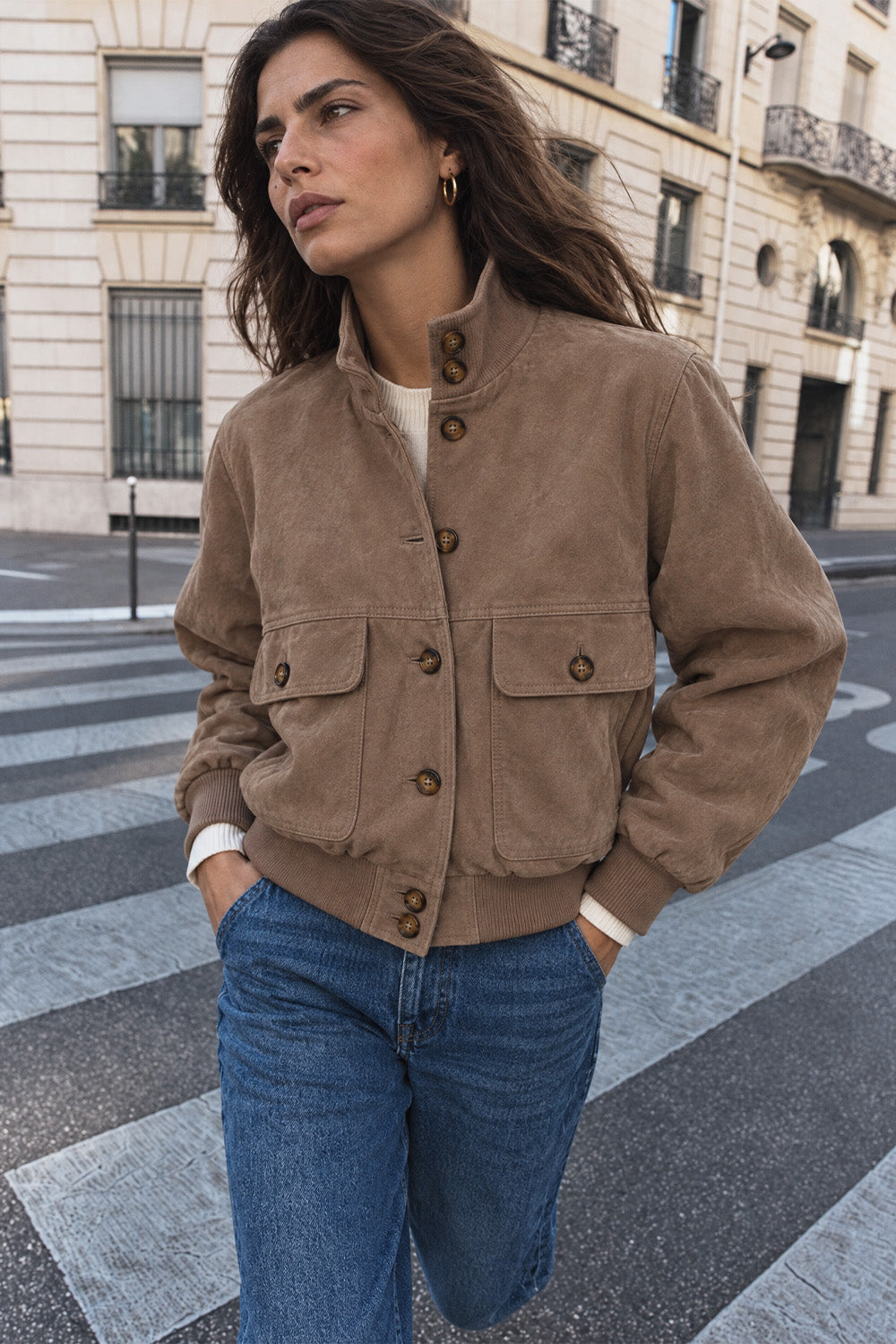 Alma camoscio giacca donna 100% vera pelle Made in Italy - Barone Firenze