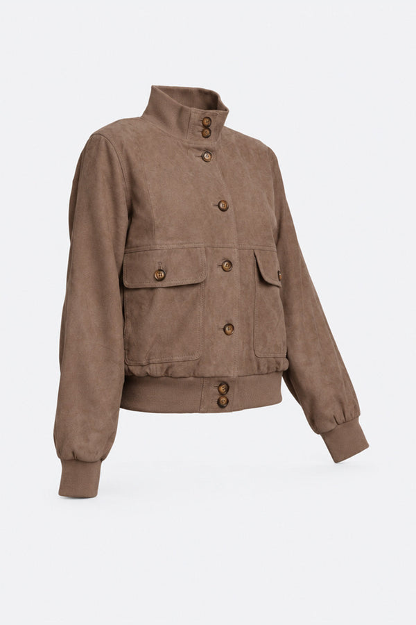 Alma camoscio giacca donna 100% vera pelle Made in Italy - Barone Firenze