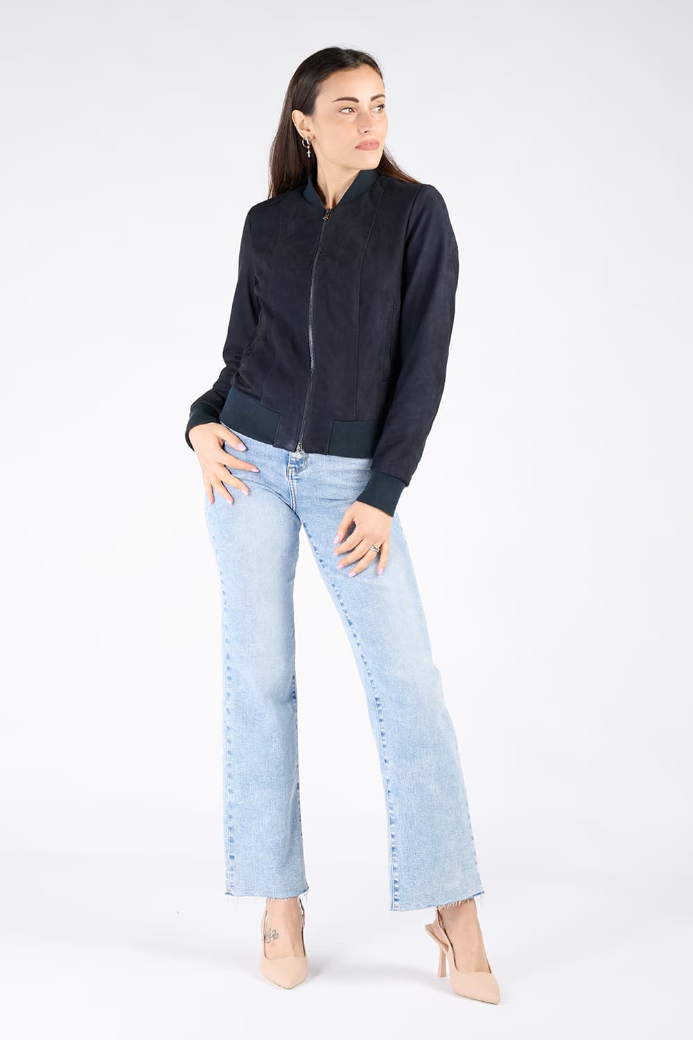 Ambra camoscio giacca 100% vera pelle Made in Italy - Barone Firenze