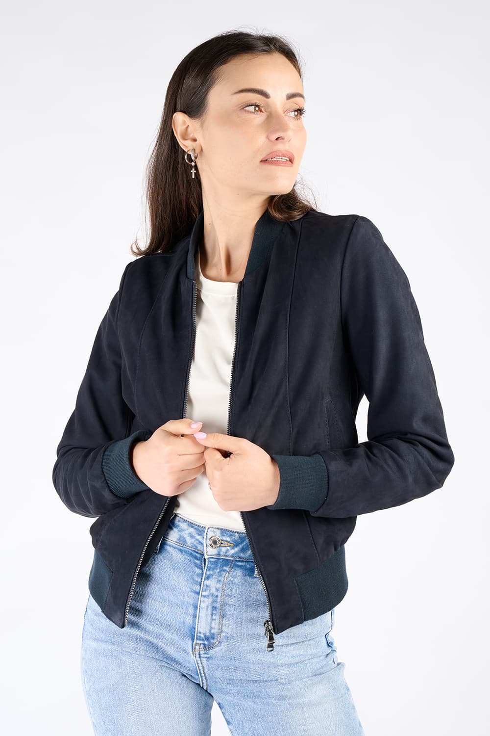 Ambra camoscio giacca 100% vera pelle Made in Italy - Barone Firenze