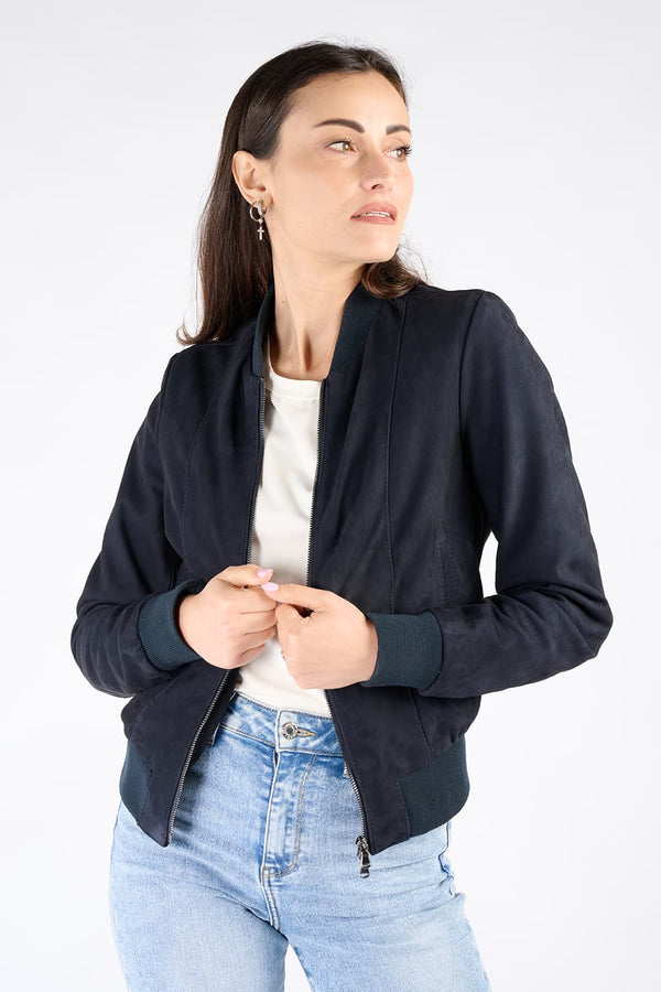 Ambra camoscio giacca 100% vera pelle Made in Italy - Barone Firenze