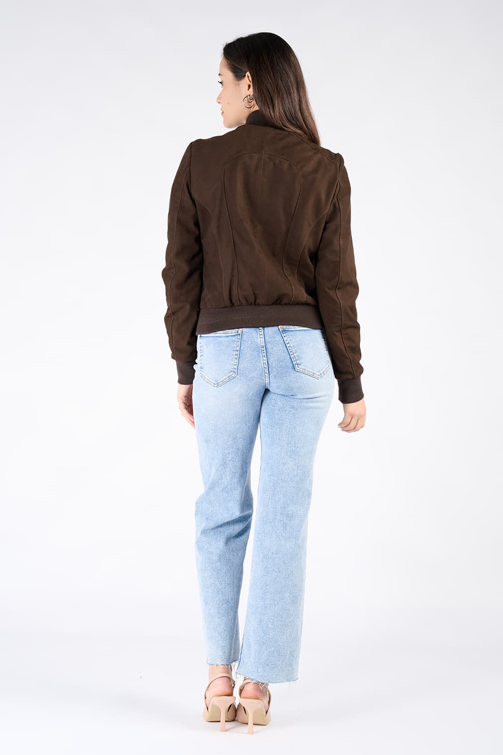 Ambra camoscio giacca 100% vera pelle Made in Italy - Barone Firenze