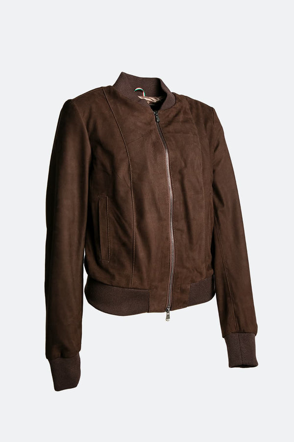 Ambra camoscio giacca 100% vera pelle Made in Italy - Barone Firenze