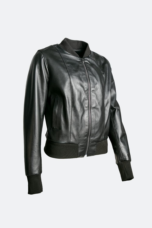 Ambra giacca nera donna 100% vera pelle Made in Italy- Barone Firenze