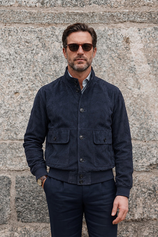Amedeo camoscio giacca da uomo 100% vera pelle Made in Italy - Barone Firenze