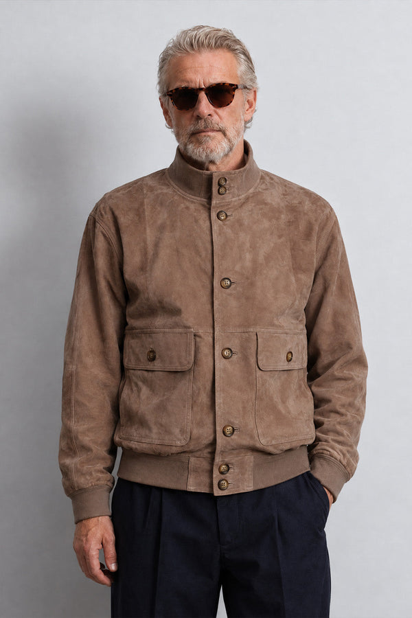 Amedeo camoscio giacca da uomo 100% vera pelle Made in Italy - Barone Firenze