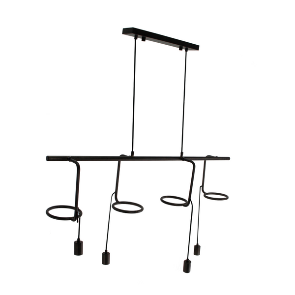 Detail van de zwarte Anello hanglamp met industrieel design. Een perfecte aanvulling voor moderne en stijlvolle interieurs.