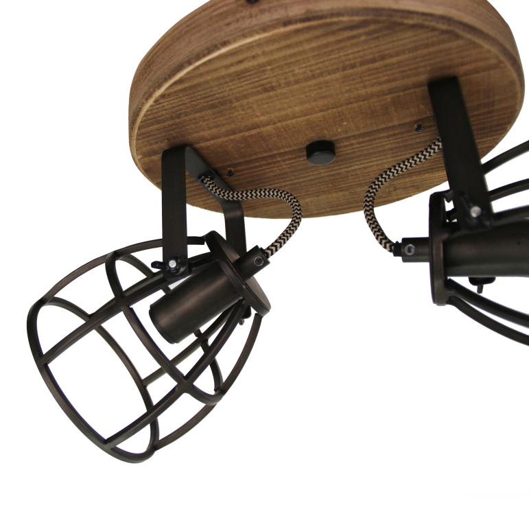 De Chericoni Aperto plafondlamp in zwart hout heeft een robuuste uitstraling.