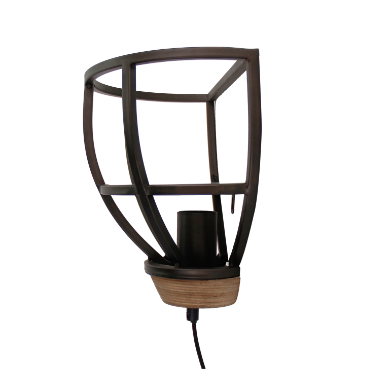Detail van de zwarte Aperto wandlamp met een stoer industrieel design. Perfect voor het verlichten van een moderne ruimte.