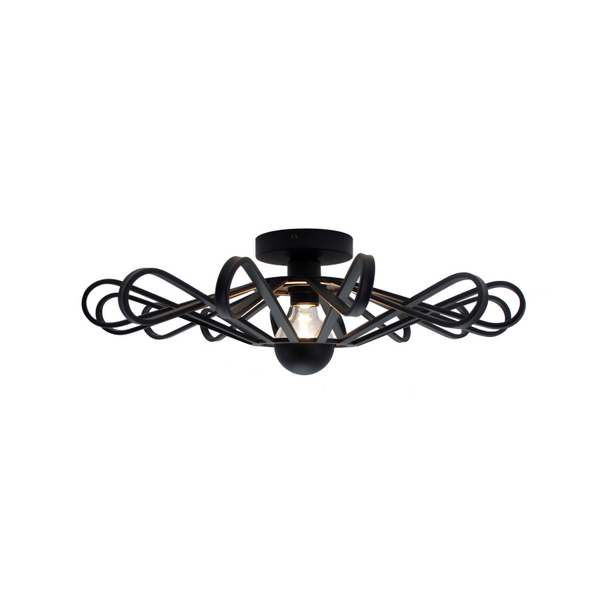 De zwarte Arco plafondlamp straalt een industriële charme uit. Perfect voor een sfeervolle touch in moderne interieurs.