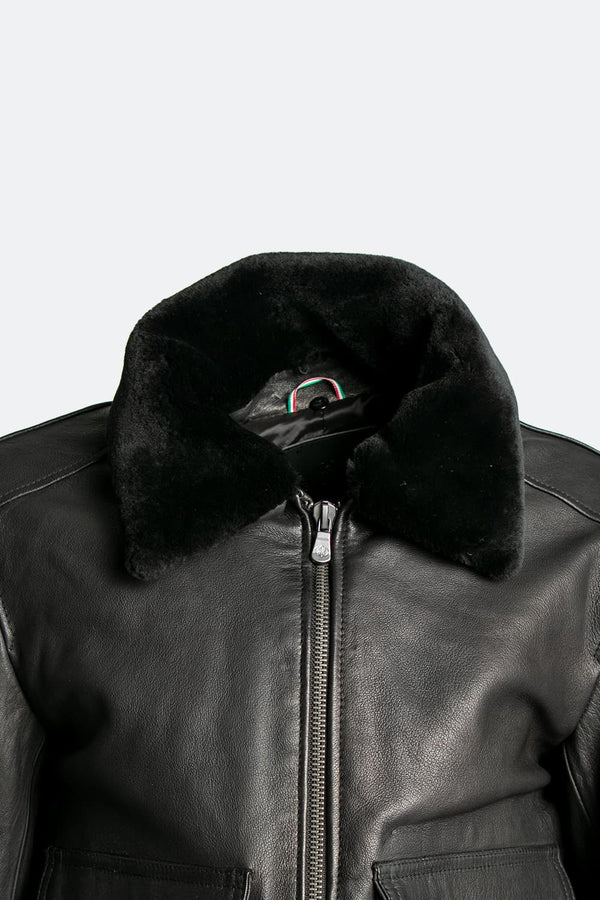 Giacca Aviatore pelle Nero 100% vera pelle Made in Italy - Barone Firenze