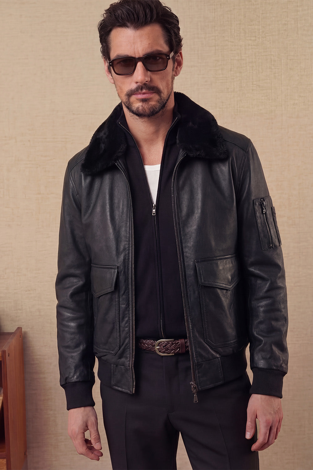 Giacca Aviatore pelle Nero 100% vera pelle Made in Italy - Barone Firenze