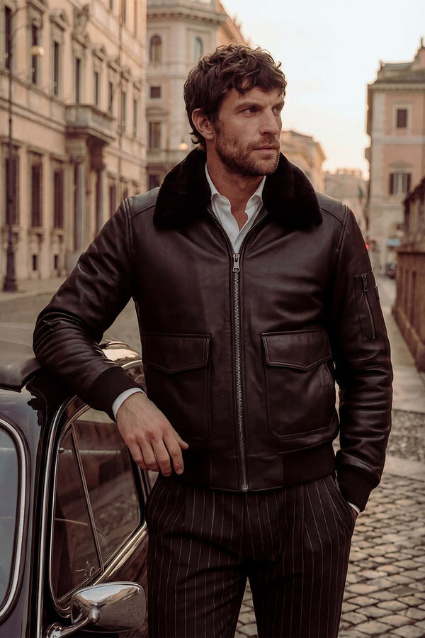 Men's Black Aviator Jacket