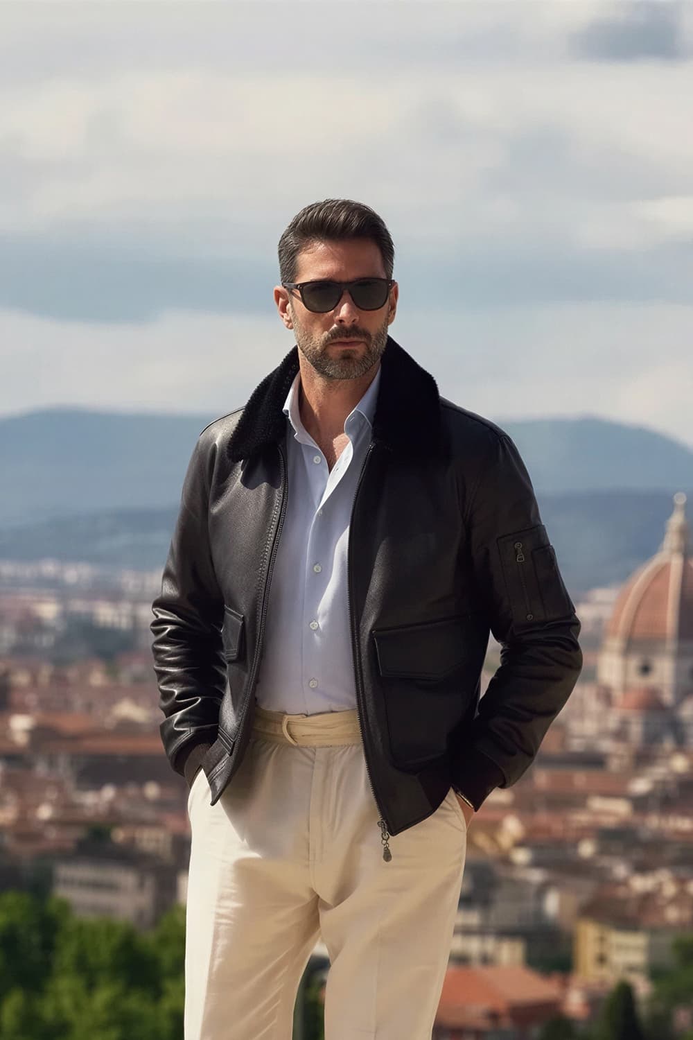 Giacca Aviatore pelle Nero 100% vera pelle Made in Italy - Barone Firenze