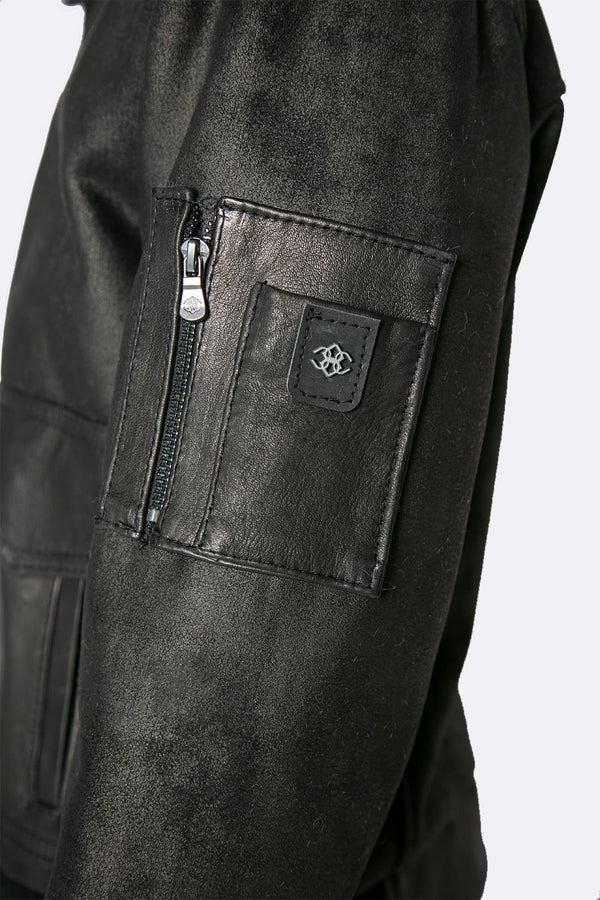 Giacca Aviatore Uomo Nero Shearling Style - Barone Firenze