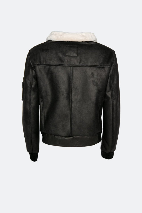 Giacca Aviatore Uomo Nero Shearling Style - Barone Firenze