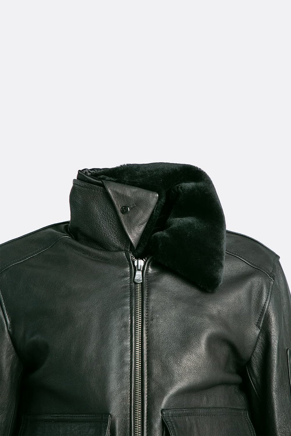Giacca Aviatore pelle Nero 100% vera pelle Made in Italy - Barone Firenze