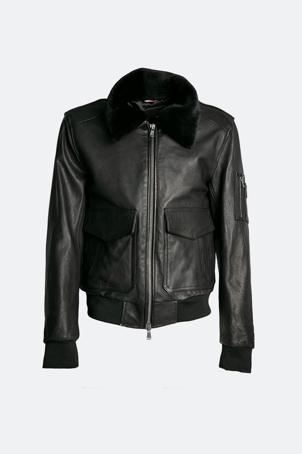 Giacca Aviatore pelle Nero 100% vera pelle Made in Italy - Barone Firenze